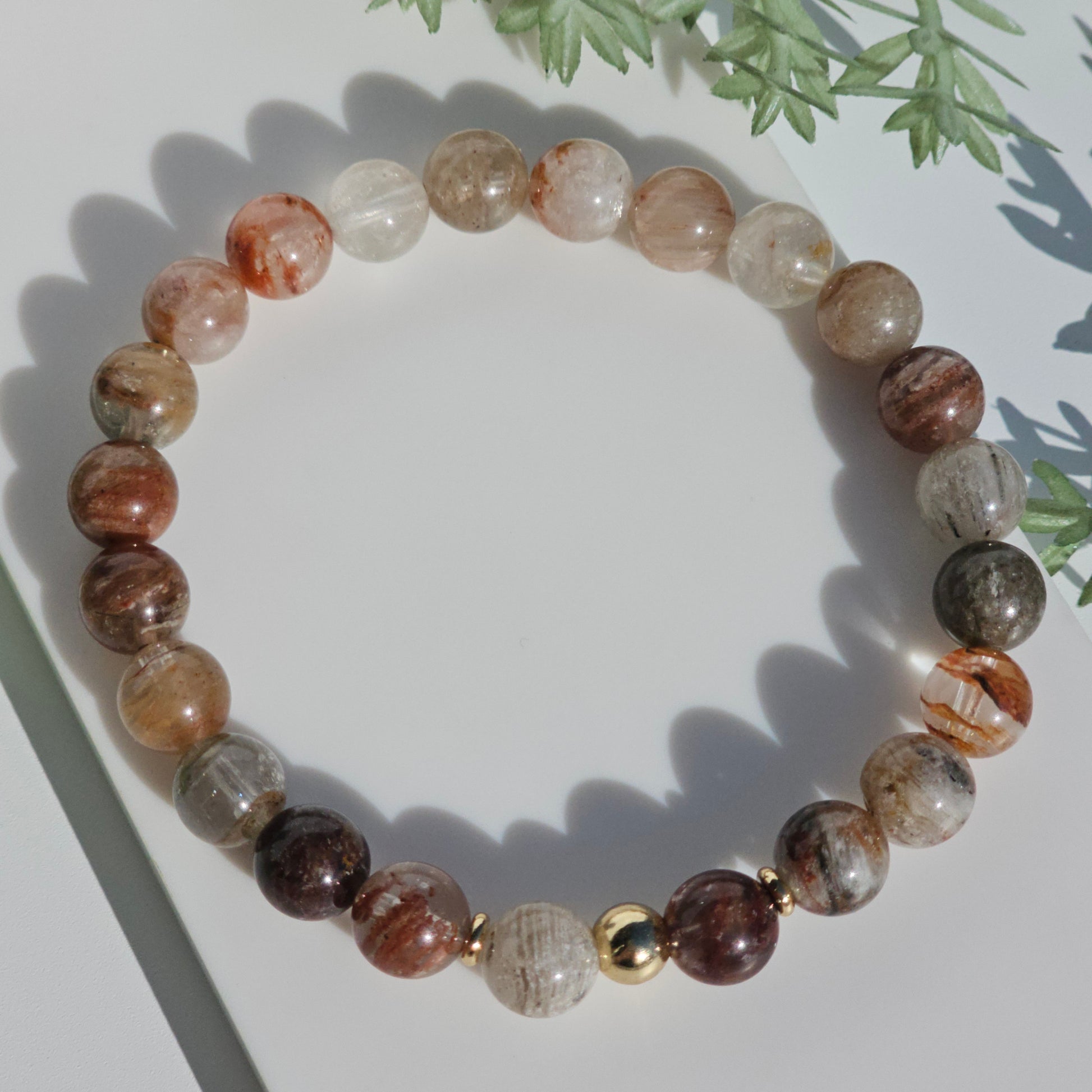 8mm Thousand Layer bead bracelet with gold stainless steel accents
