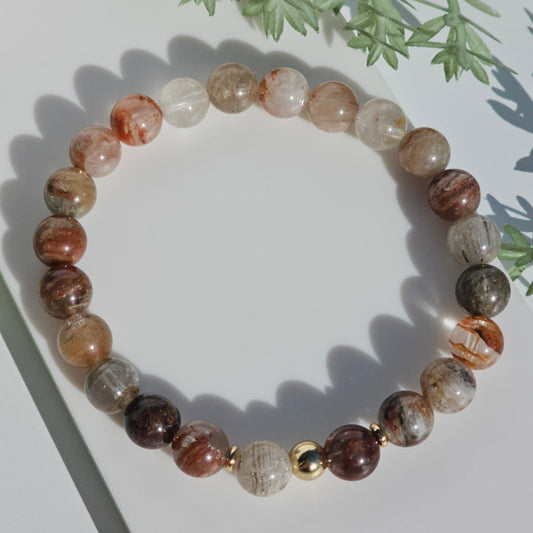8mm Thousand Layer bead bracelet with gold stainless steel accents