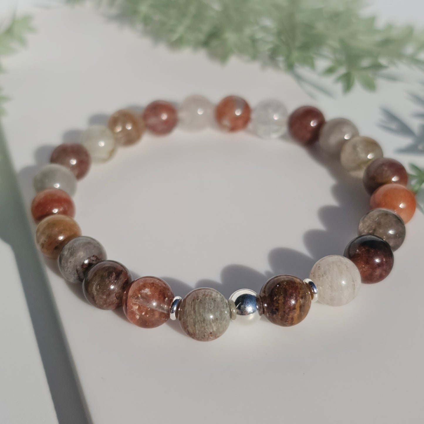 8mm Thousand Layer bead bracelet with silver stainless steel accents