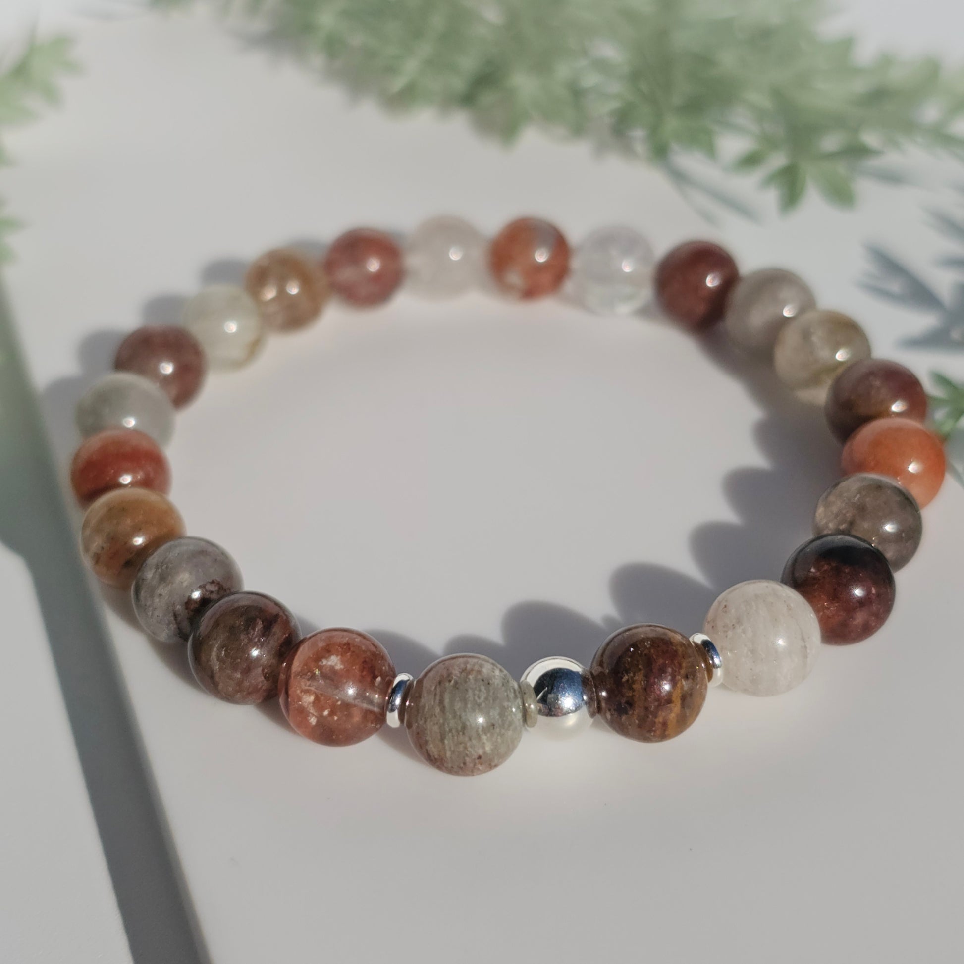 8mm Thousand Layer bead bracelet with silver stainless steel accents