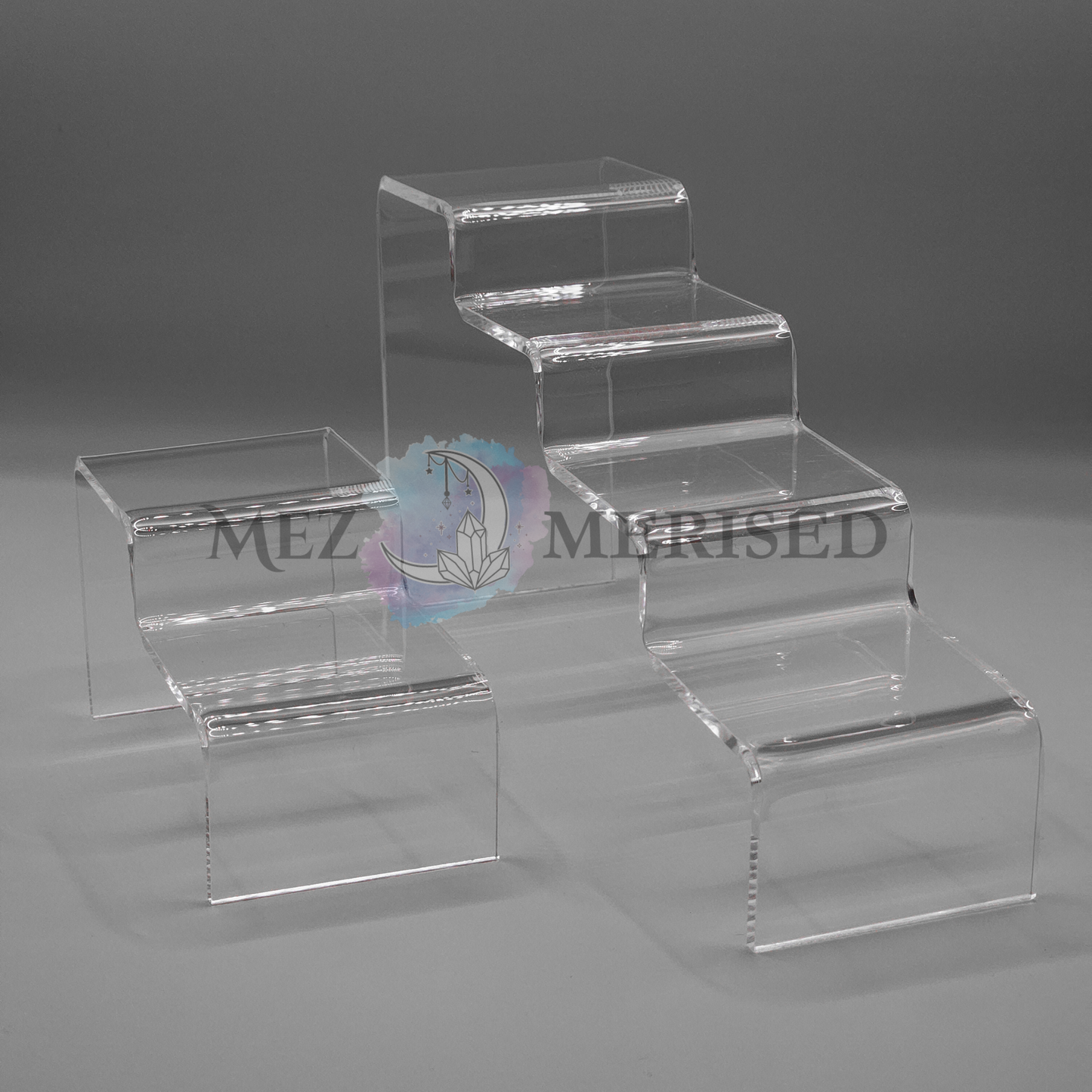 Clear Acrylic Zigzag Tiered Jewellery Display Stand | Step Organizer for Retail & Photography