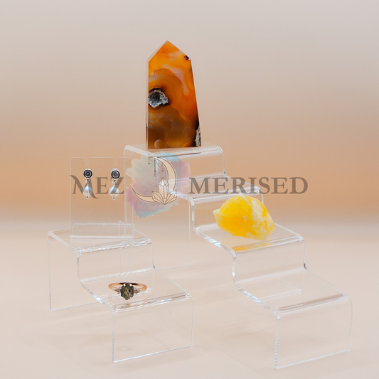 Clear Acrylic Zigzag Tiered Jewellery Display Stand | Step Organizer for Retail & Photography