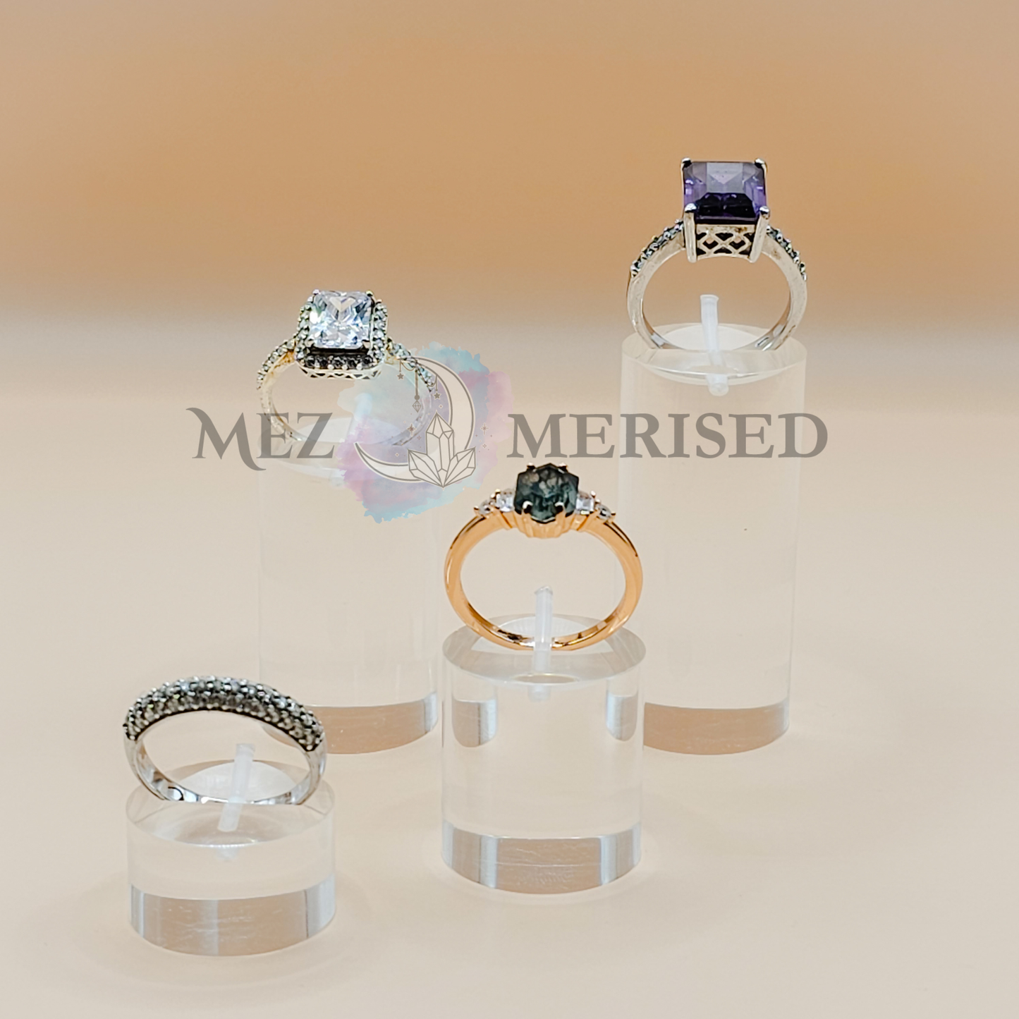 Acrylic Solid Round Ring Display Stand | Clear Jewellery Holder