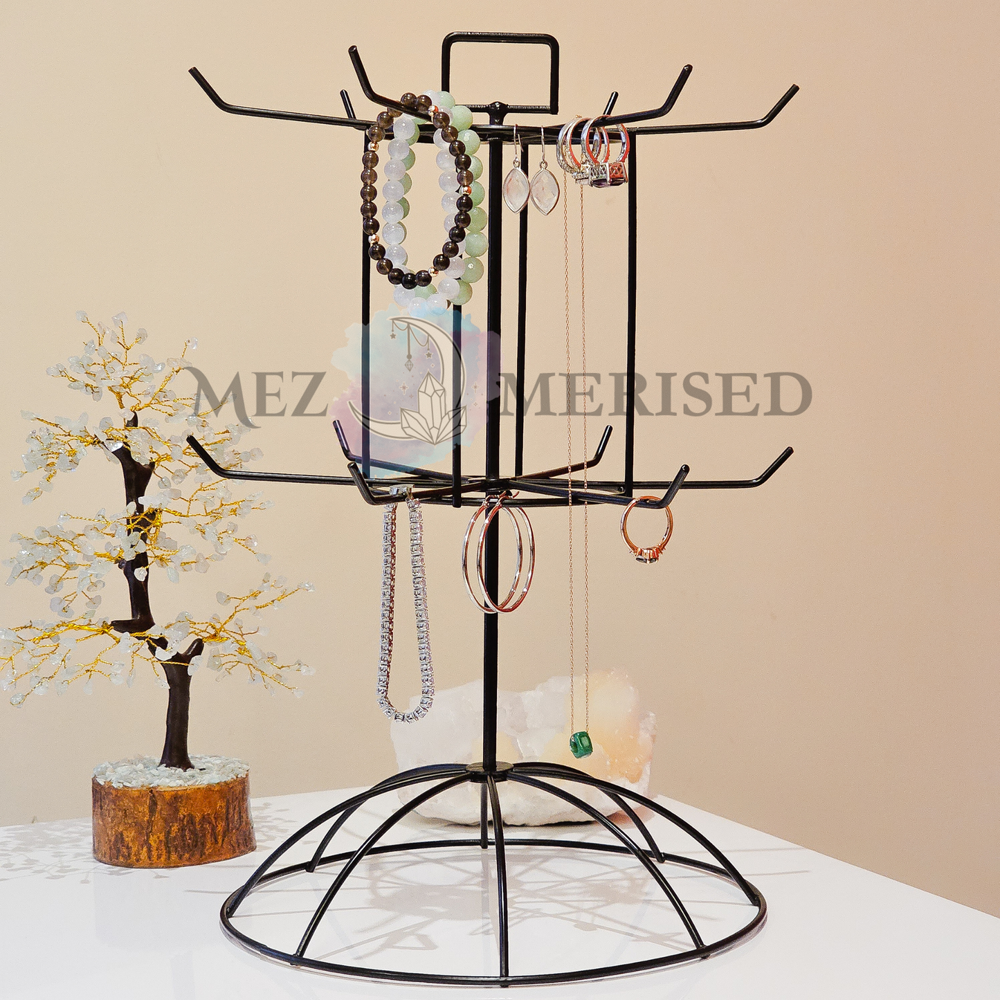 Black Metal Rotating Swivel Jewellery Display Stand | Jewellery Organiser
