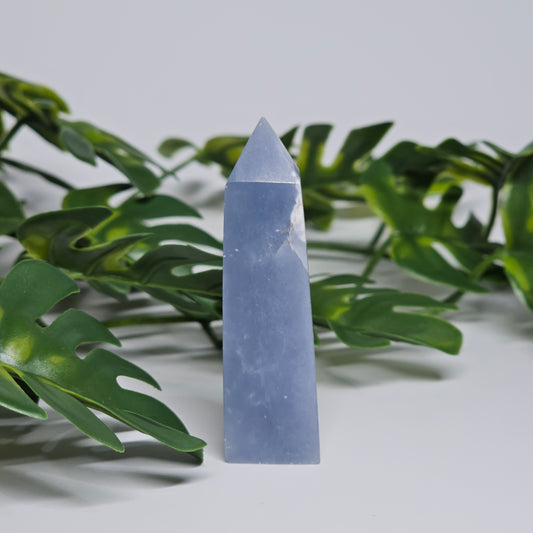 Angelite crystal tower blue polished point calming stone