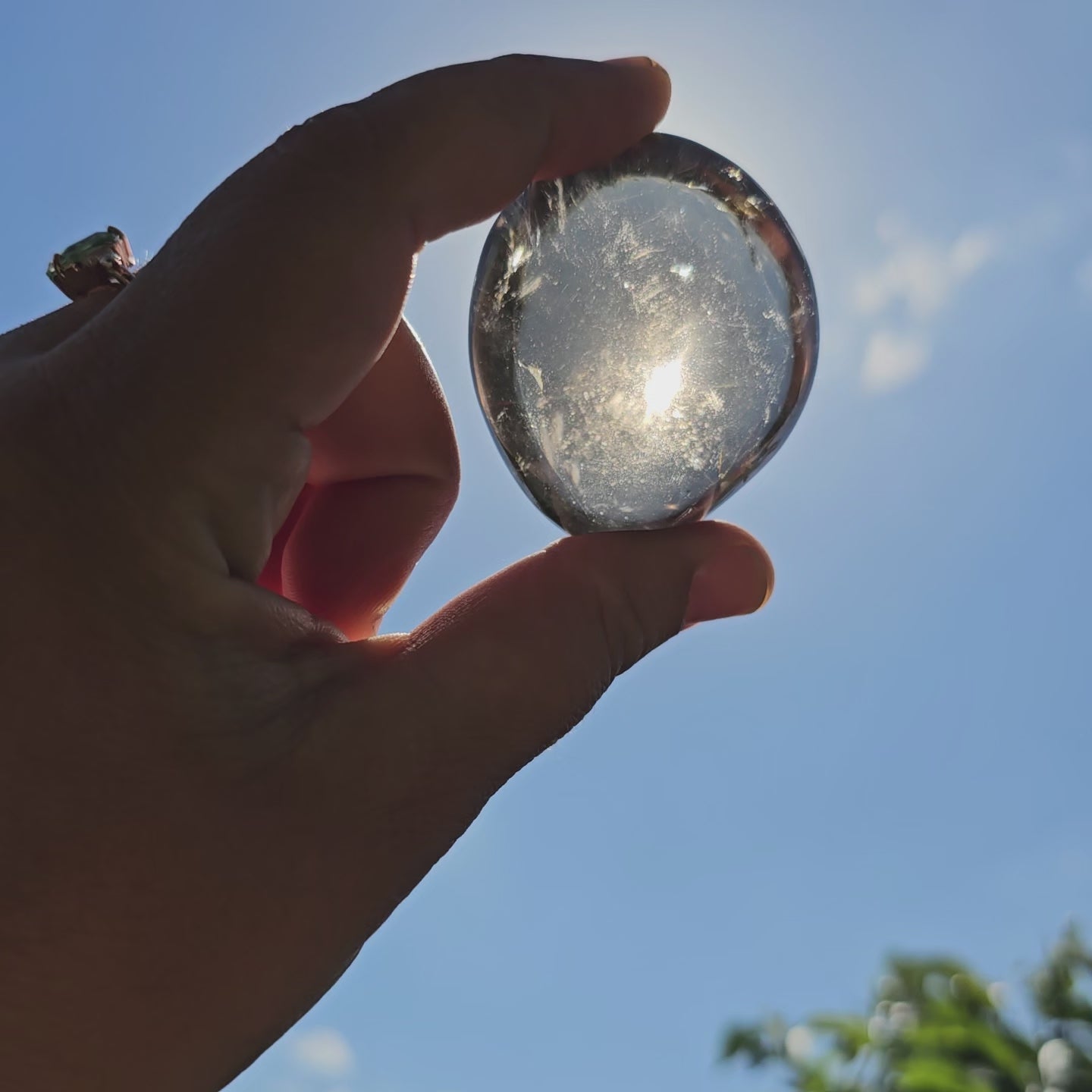 Gorgeous high quality, transparent Smoky Quartz palm stone from Brazil - Valentines Day, Grounding crystal