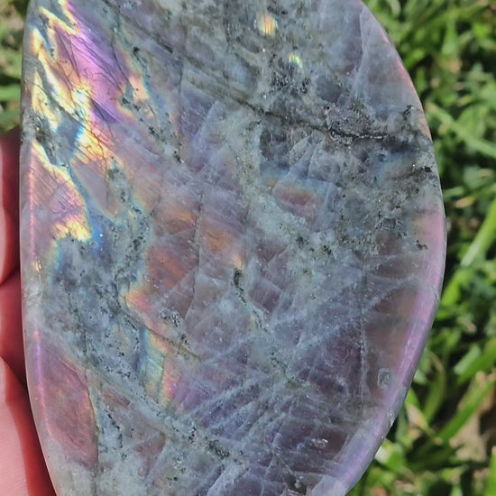 Magnificent Labradorite with vibrant multi-coloured sunset flash.