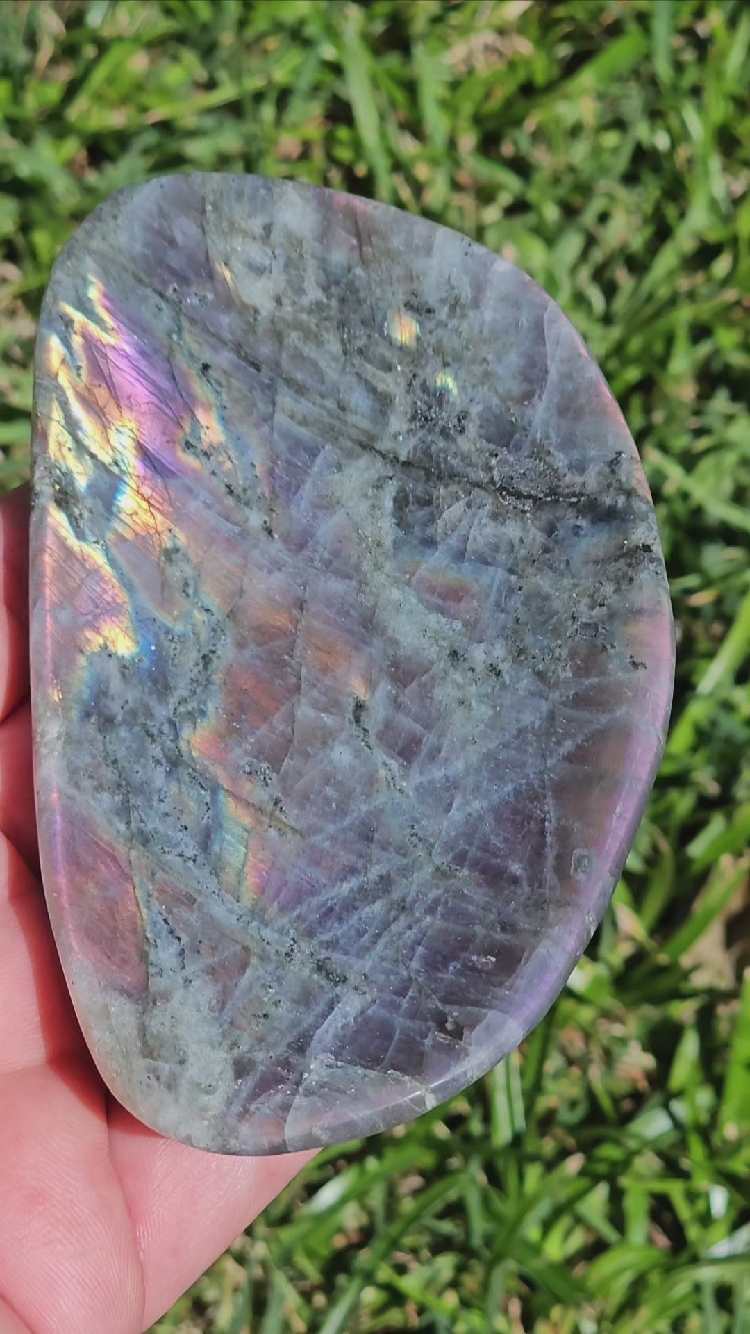 Magnificent Labradorite with vibrant multi-coloured sunset flash.