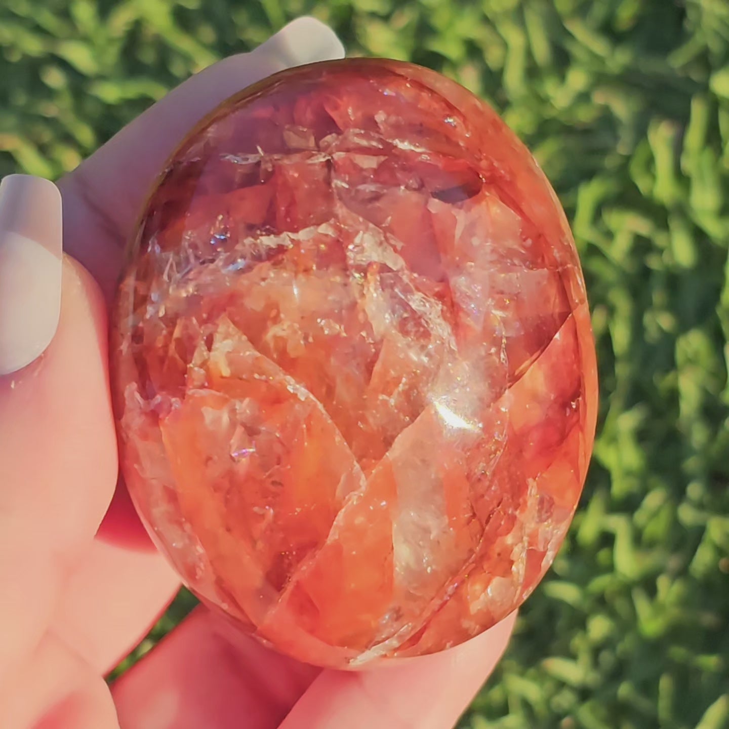 Fire Quartz/Red Hematoid Quartz/Ferruginous Quartz Palm Stone (D)