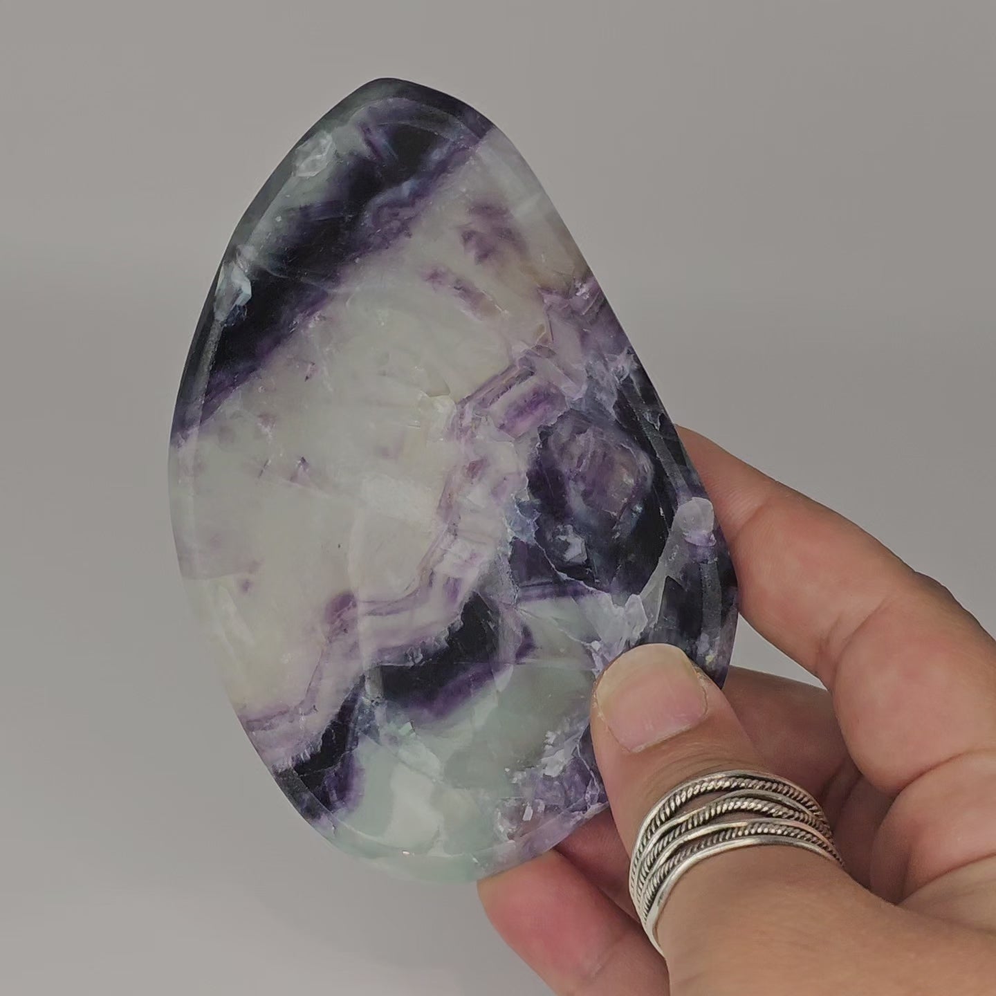 Beautiful Rainbow Fluorite trinket dish with rainbows.