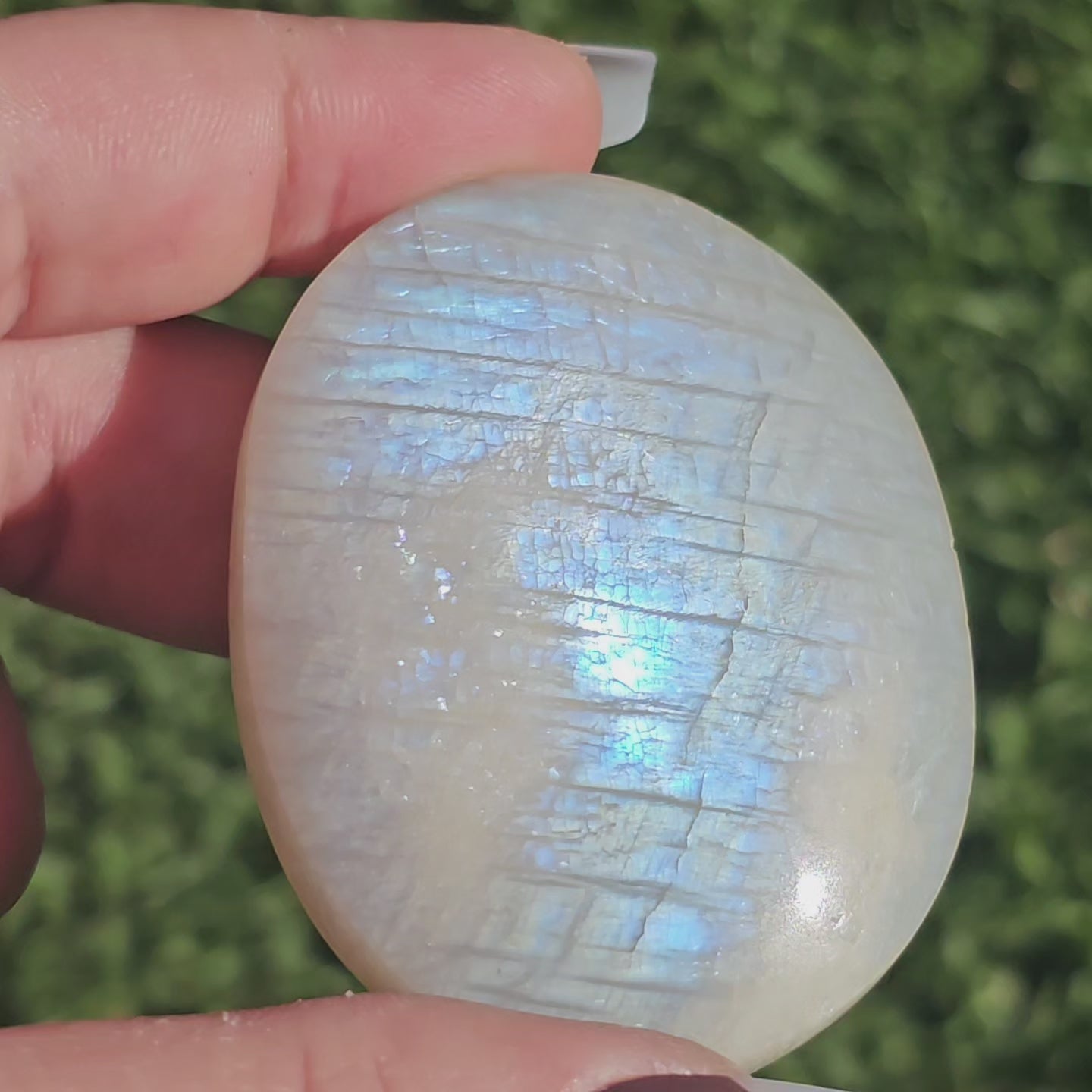 High Quality Rainbow Moonstone Palm Stone