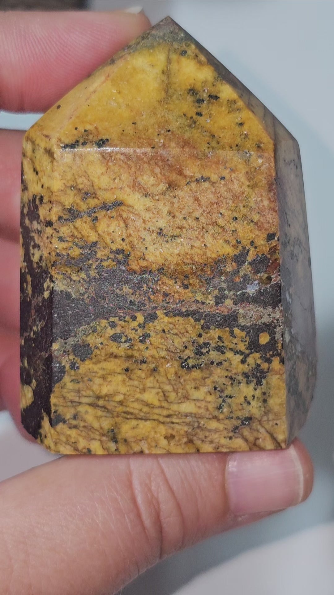 Golden Healer with Fire Quartz & Pyrite Tower