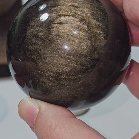Gold Sheen Obsidian Sphere | 6.3cm diameter