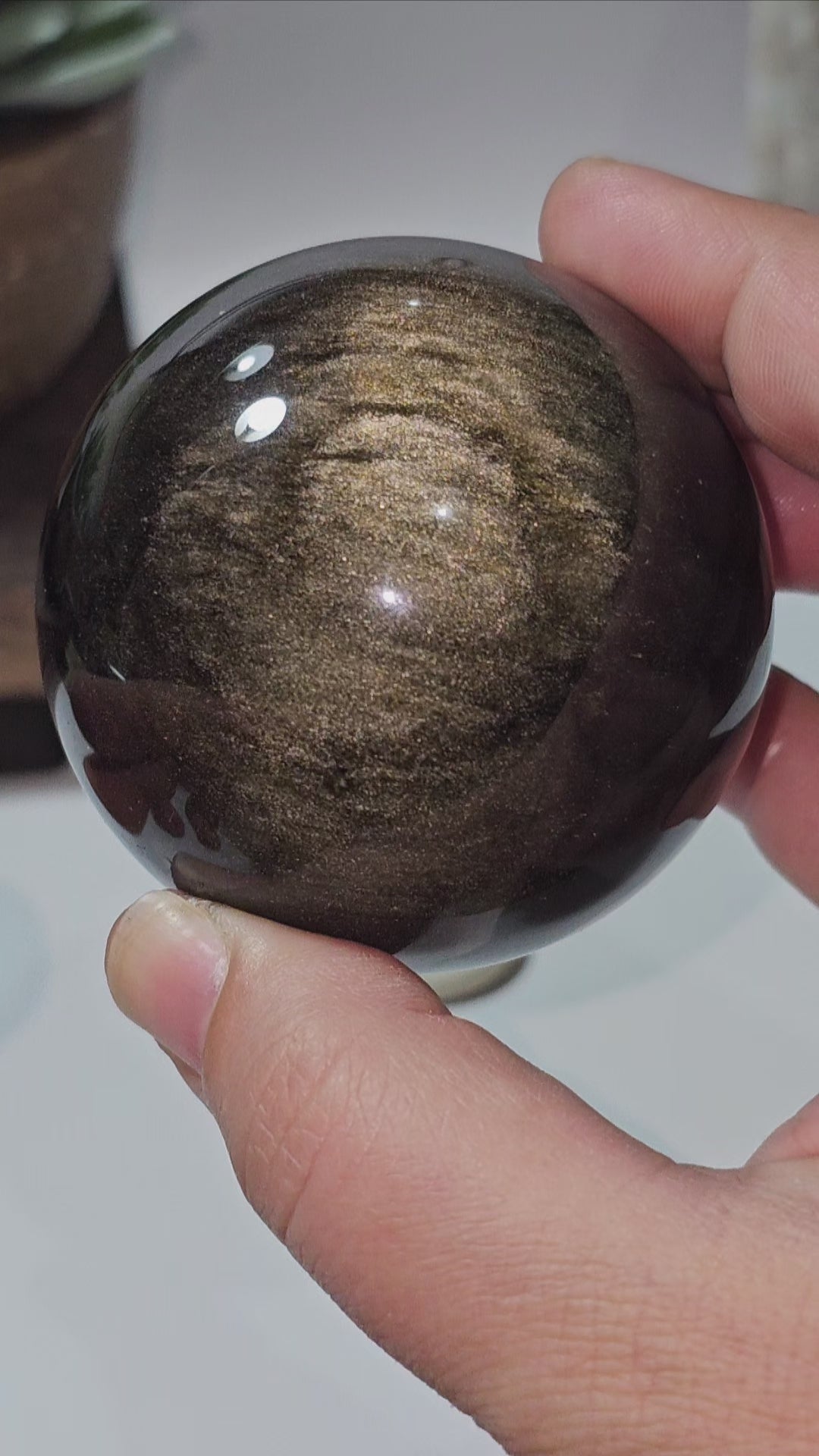 Gold Sheen Obsidian Sphere | 6.3cm diameter