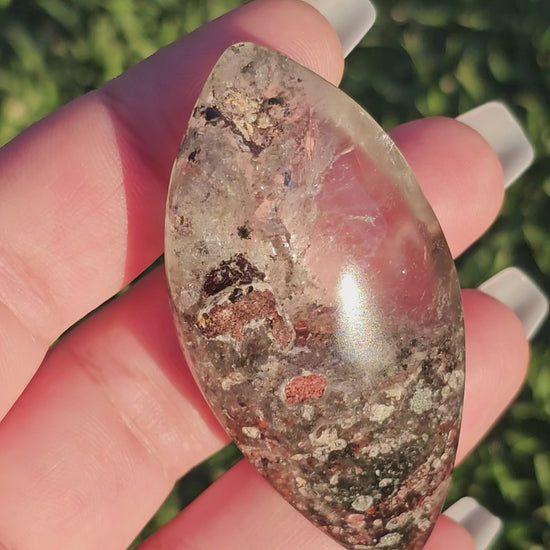 Marquise Cut Garden Quartz/Lodolite Palm Stone