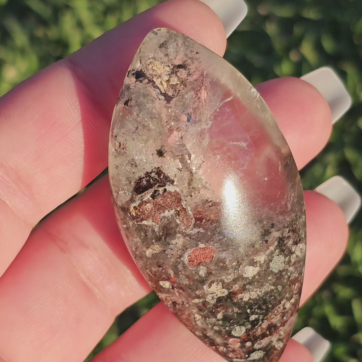 Marquise Cut Garden Quartz/Lodolite Palm Stone