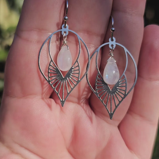 AAA Rainbow Moonstone Earrings