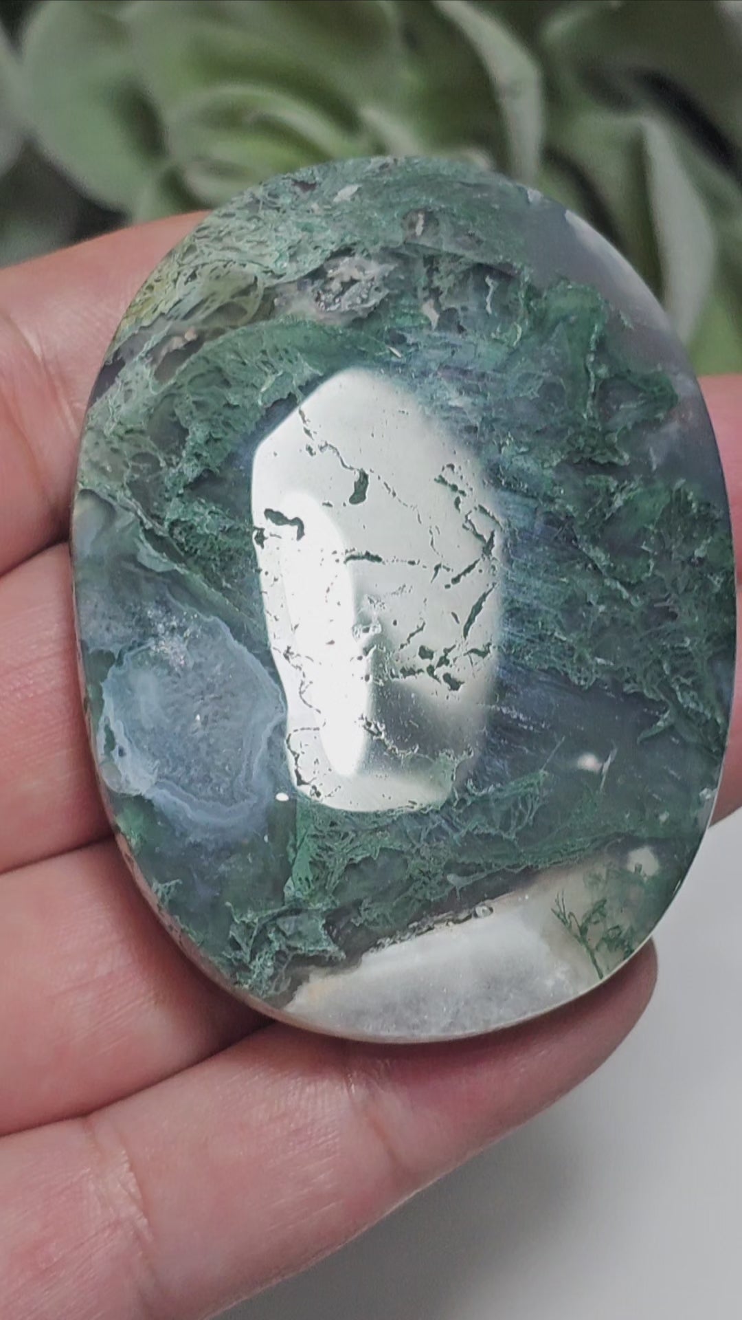 Moss Agate palm stone from India