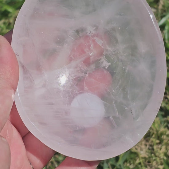 Gorgeous high quality translucent Rose Quartz dish.