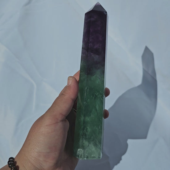 High Quality X Large Fluorite Tower | Purple and Green Fluorite | Study Office Crystal Tower | Crystal for Focus