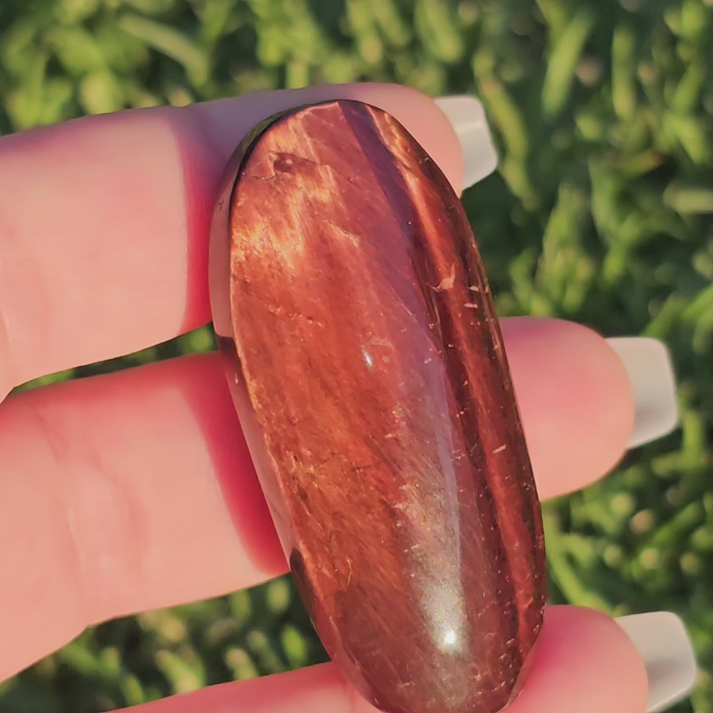 Slim Red Tiger's Eye Palm Stone