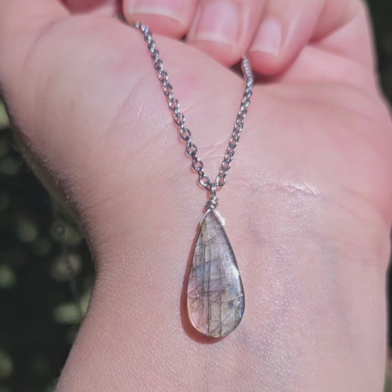 Labradorite Necklace | Double sided high flash