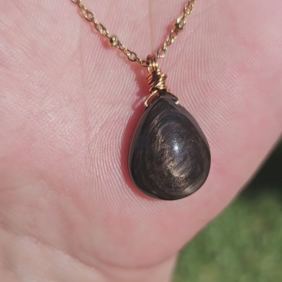 Copper Sheen Obsidian Necklace