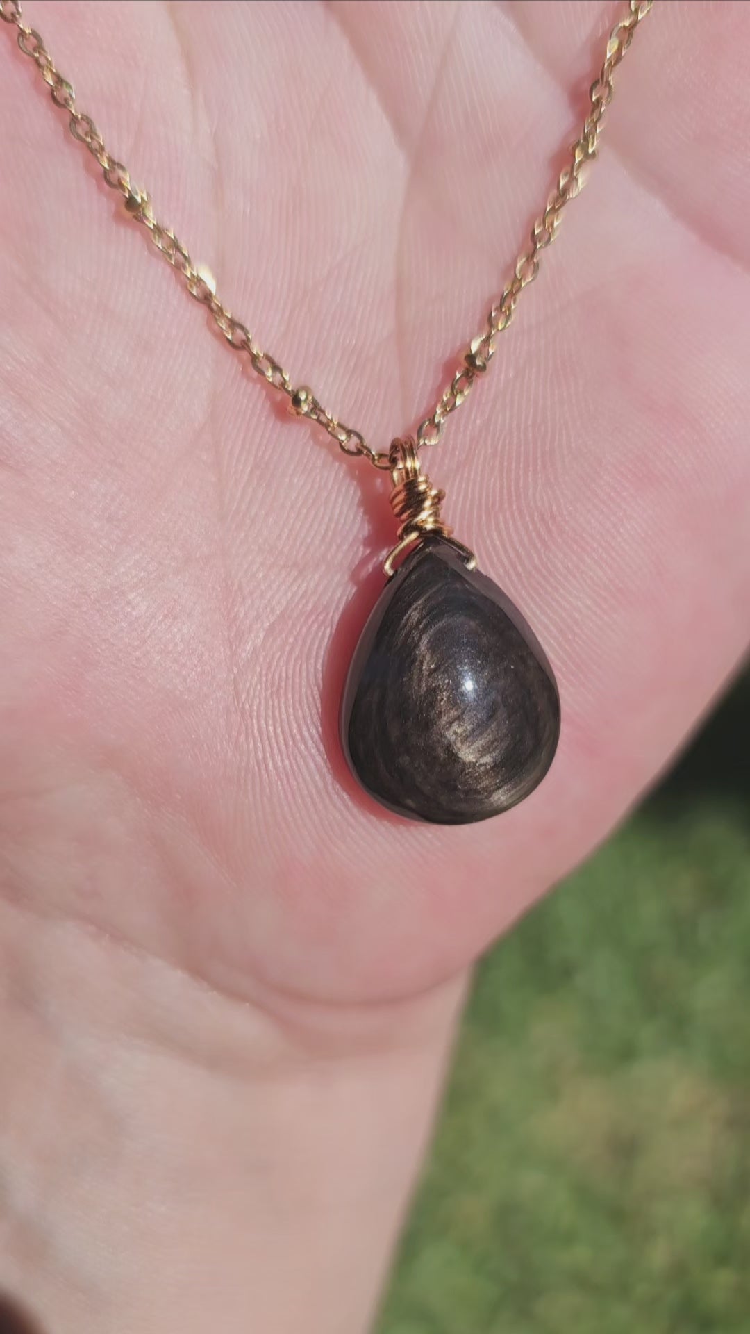 Copper Sheen Obsidian Necklace