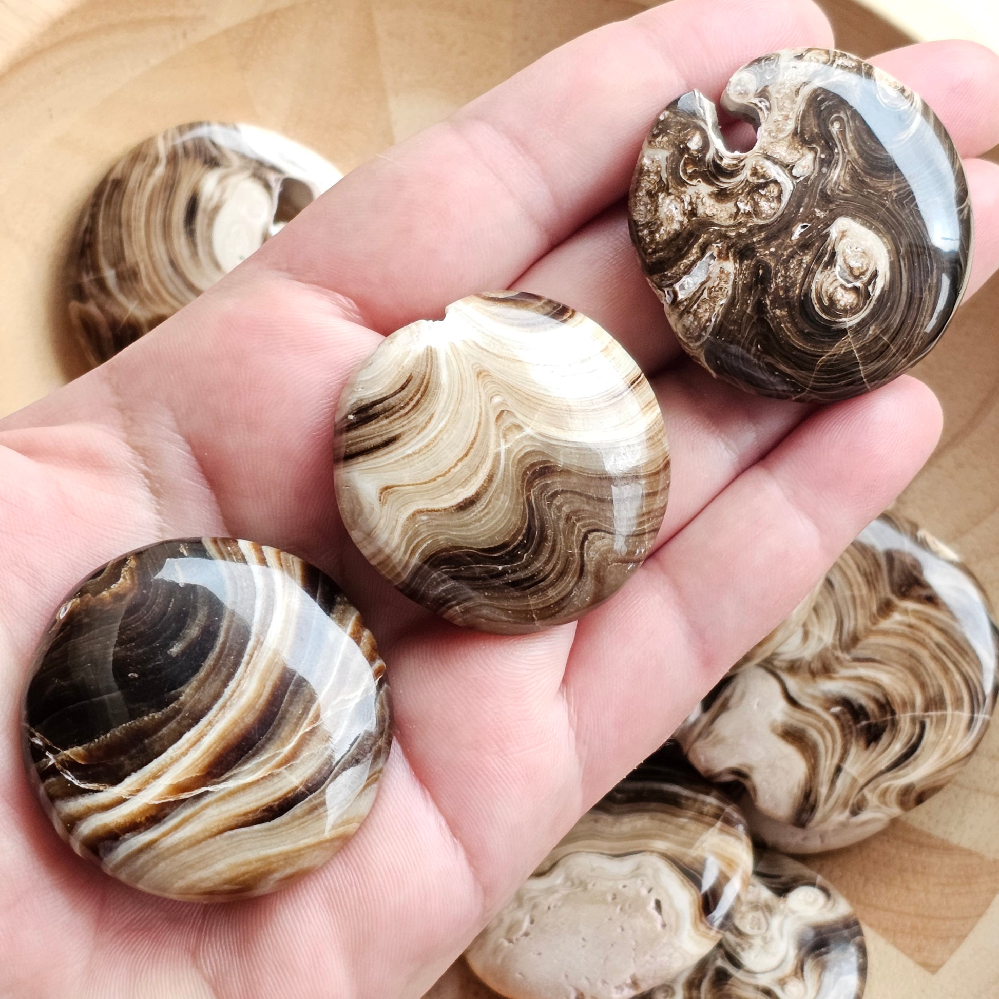 Chocolate Calcite Flat Stones | Crystal Cookies