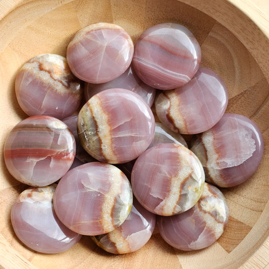 Pink Banded Onyx Flat Stones | Crystal Cookies
