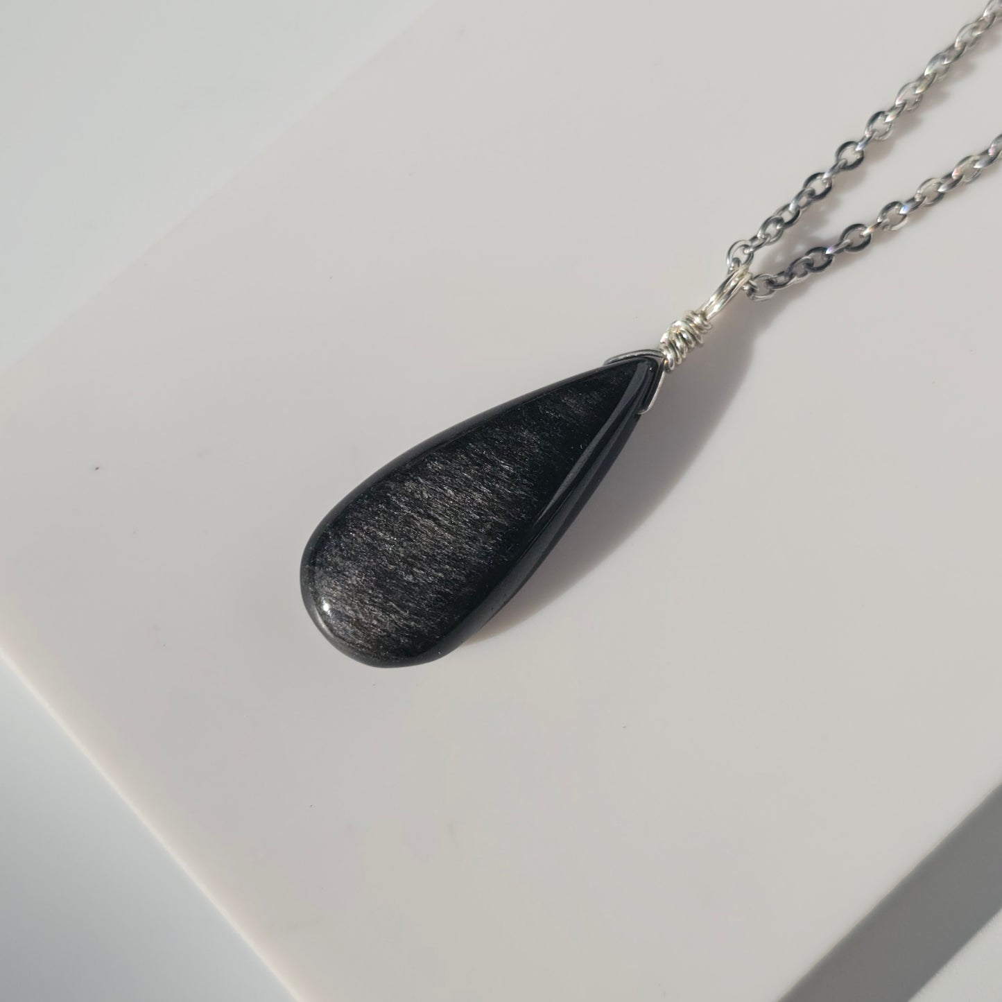 Silver Sheen Obsidian Necklace (#11)