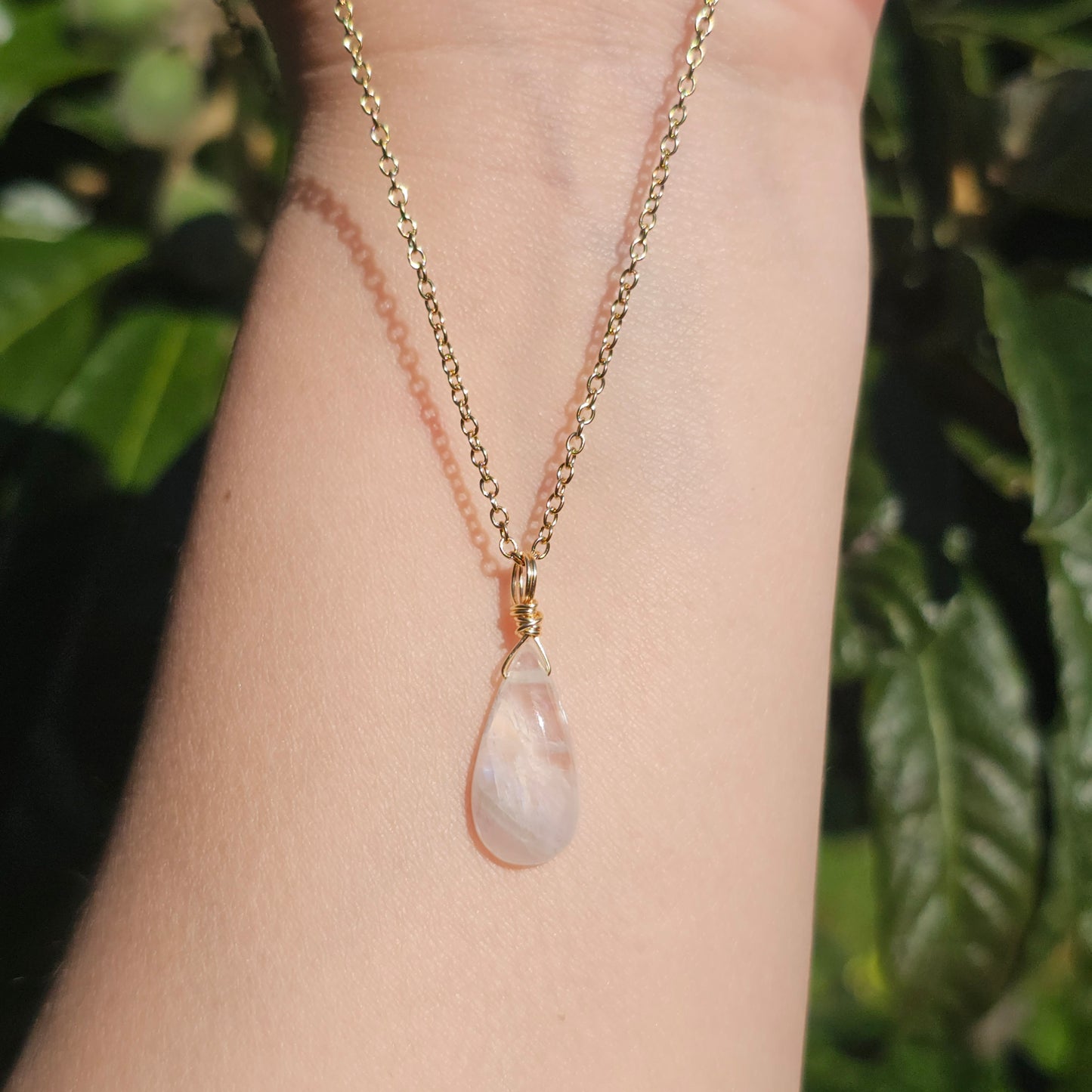 Rainbow Moonstone Necklace (#34) | Translucent