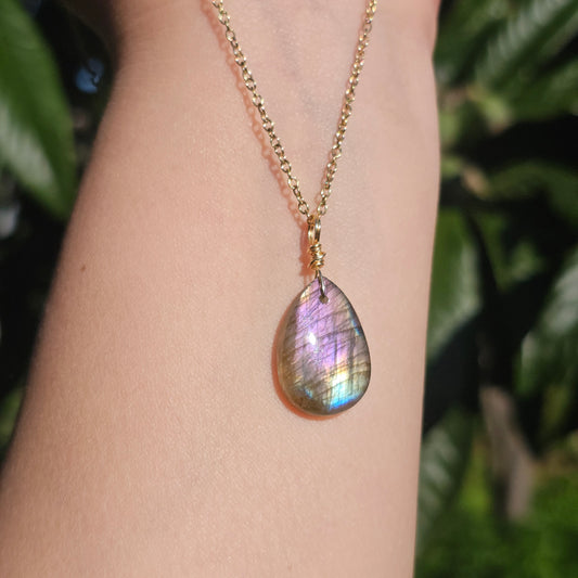 Labradorite Necklace (#43) | Purple, Gold, Green & Blue Flash