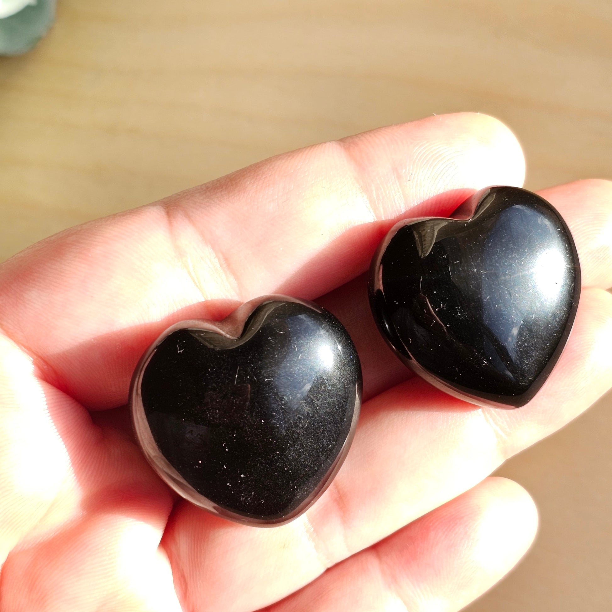 Black Obsidian Heart Carvings