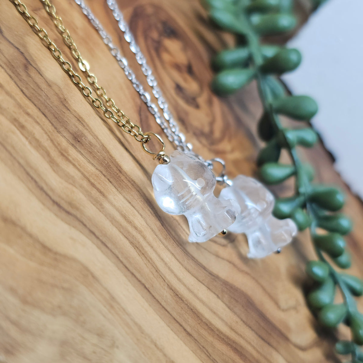 Hello Kitty Clear Quartz Necklace | Handmade Crystal Necklace