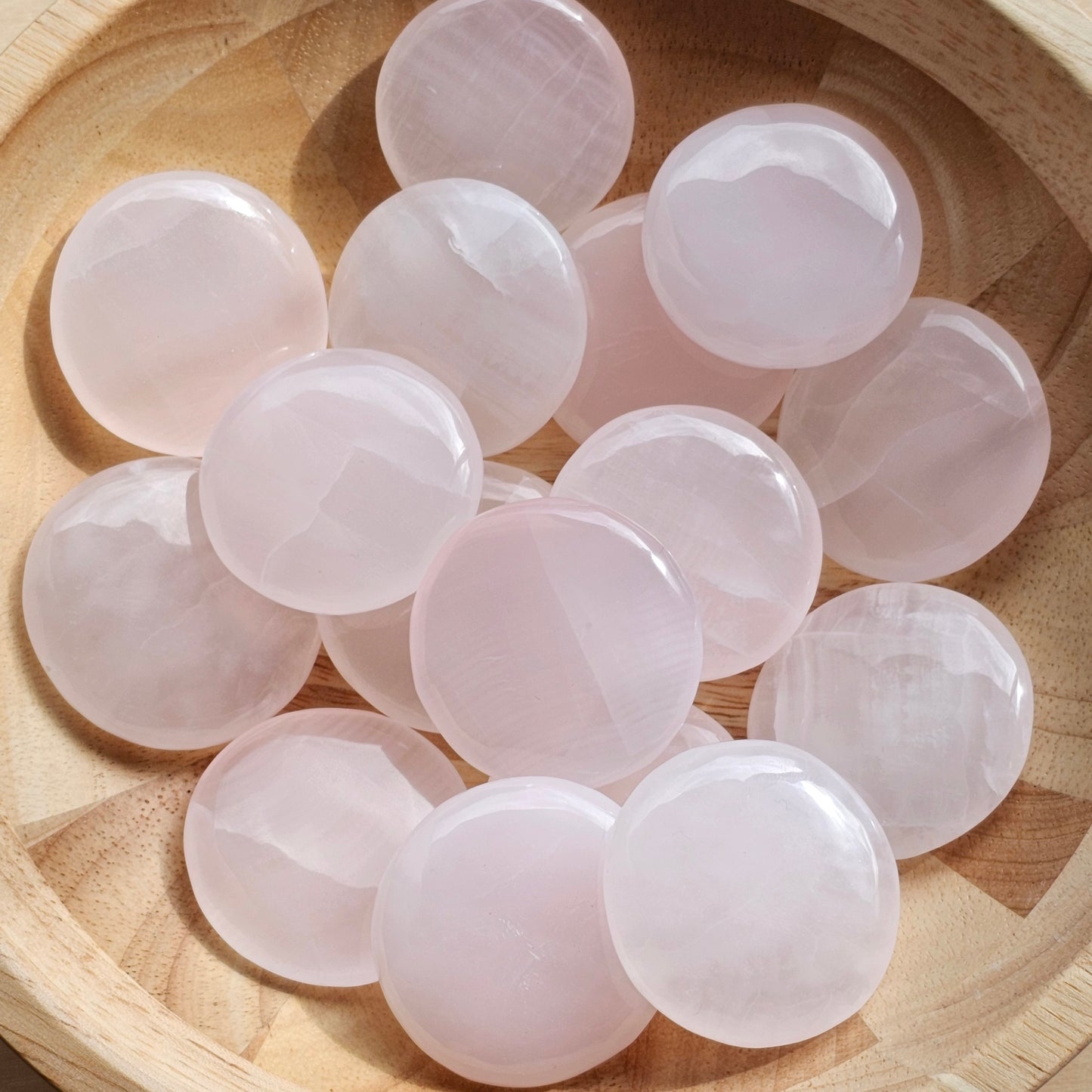 Pink Mangano Calcite Flat Stones (UV Reactive) | Crystal Cookies