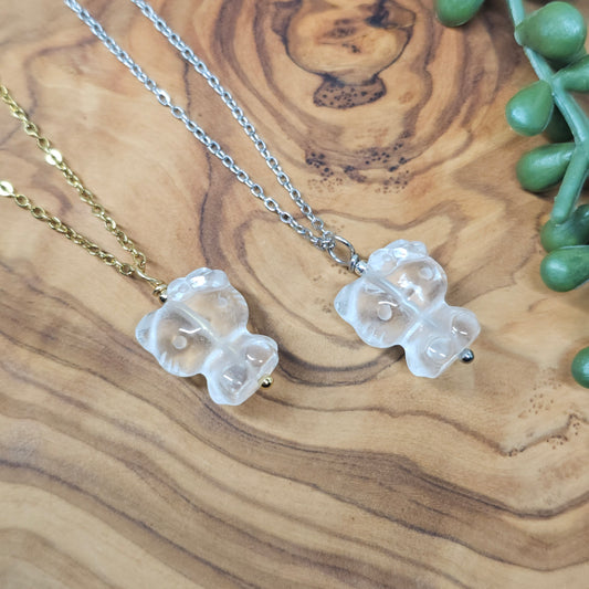 Hello Kitty Clear Quartz Necklace | Handmade Crystal Necklace