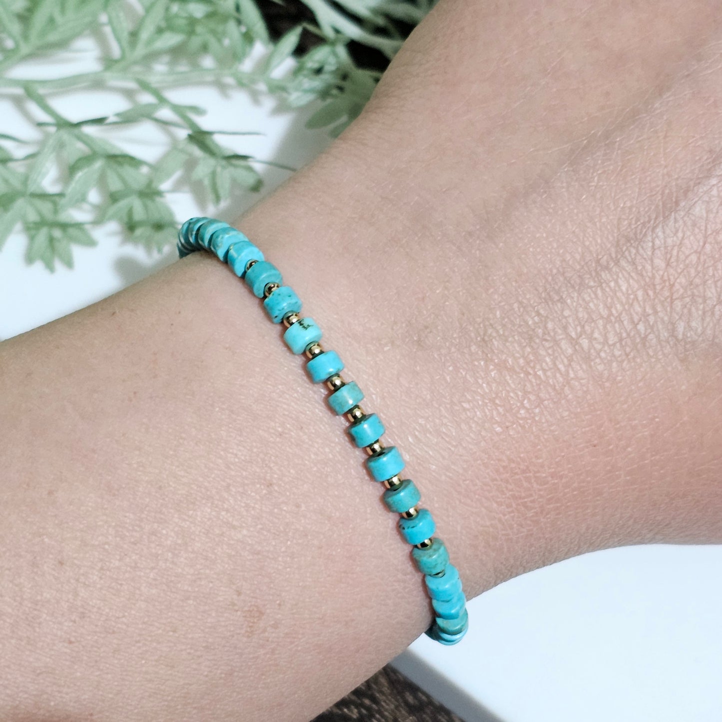 Turquoise Howlite & Gold Hematite Bracelet - Limited to One