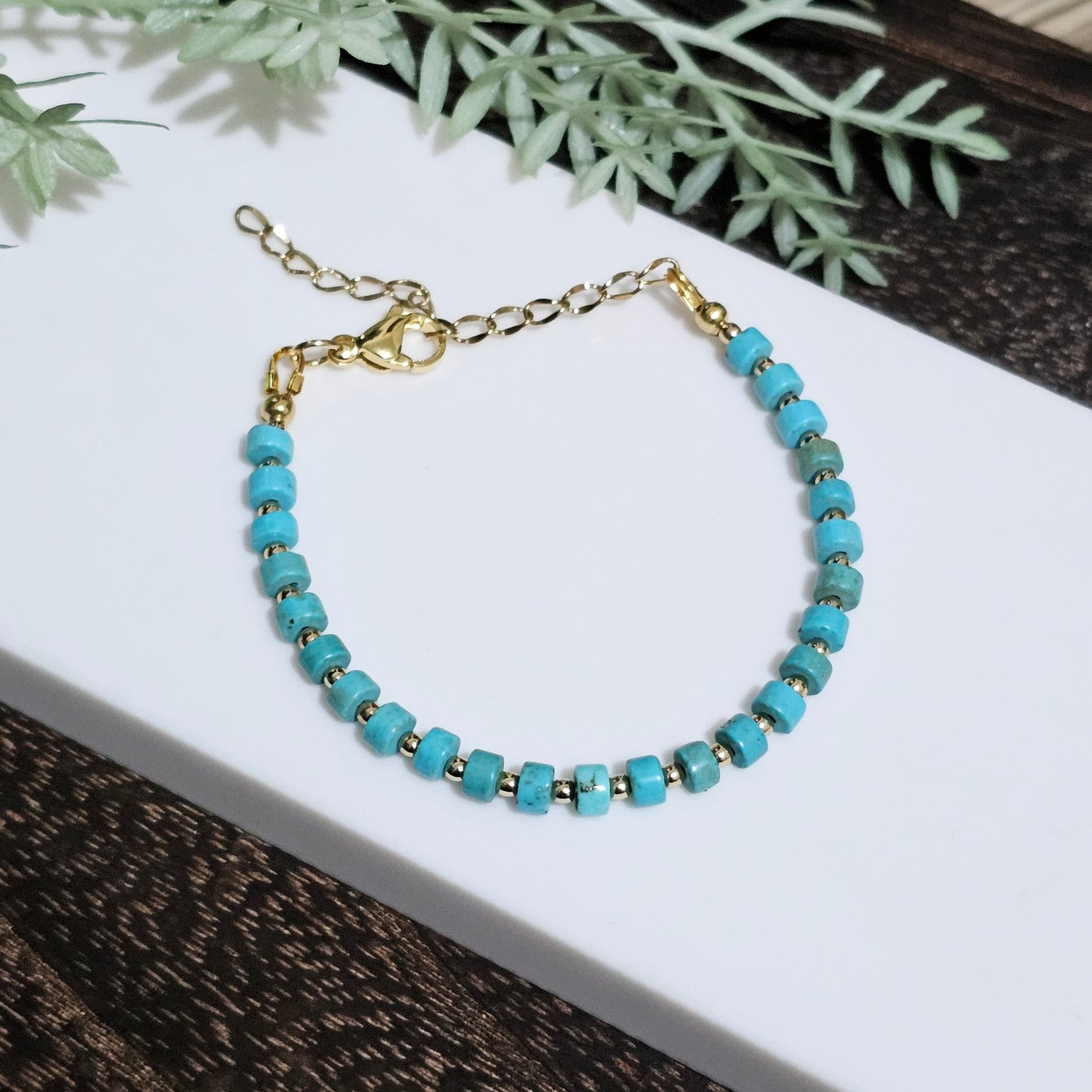 Turquoise Howlite & Gold Hematite Bracelet - Limited to One