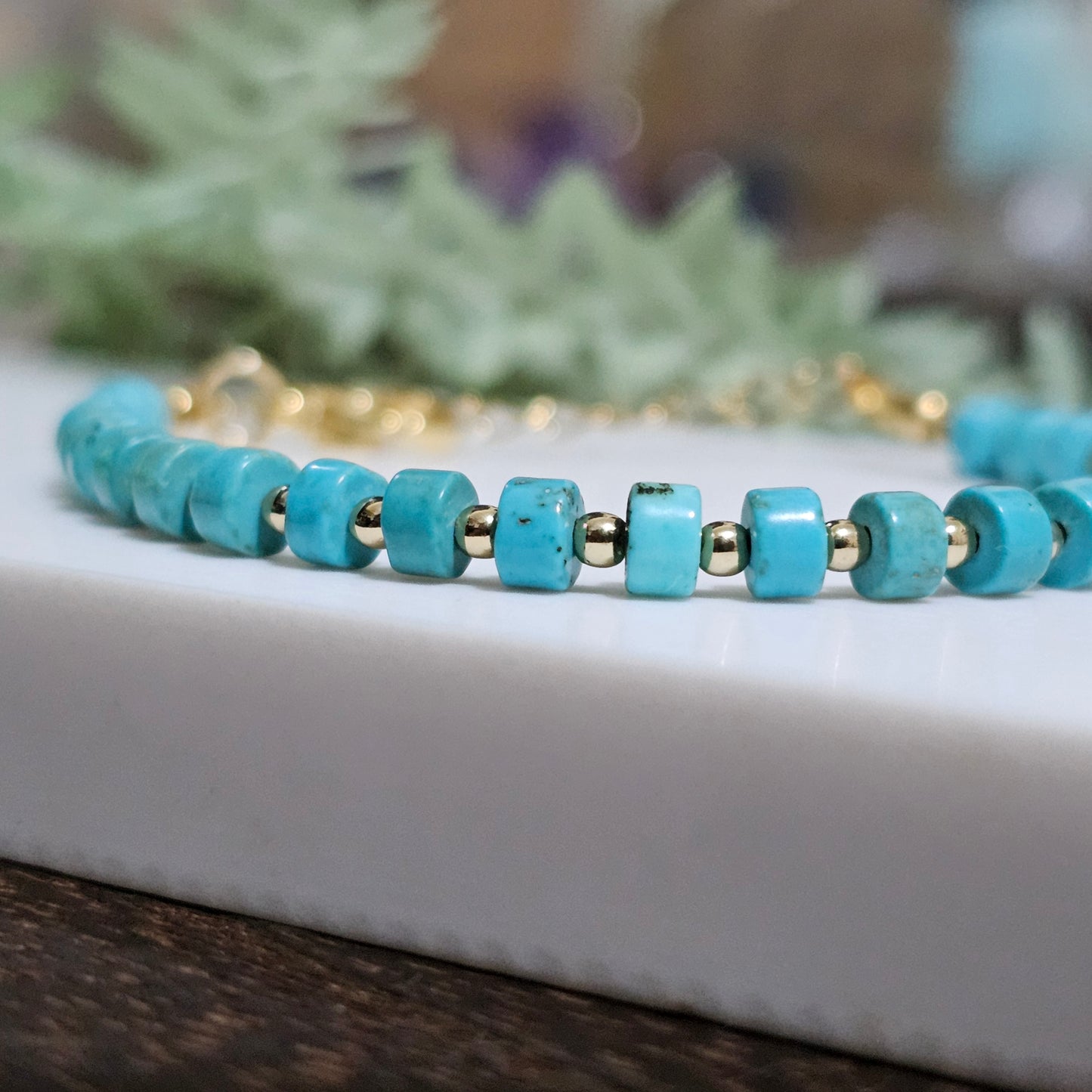 Turquoise Howlite & Gold Hematite Bracelet - Limited to One