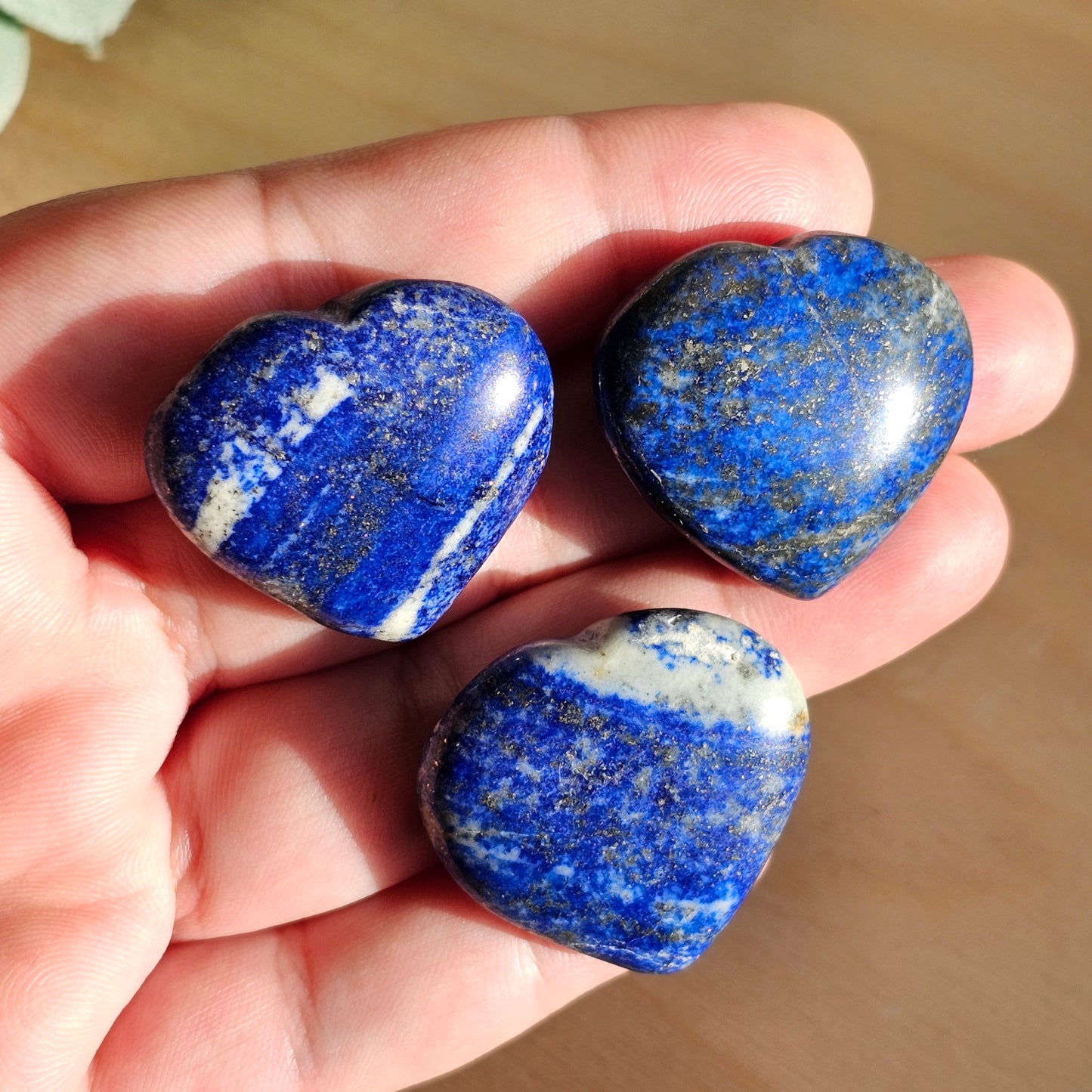 Lapis Lazuli Heart Carvings