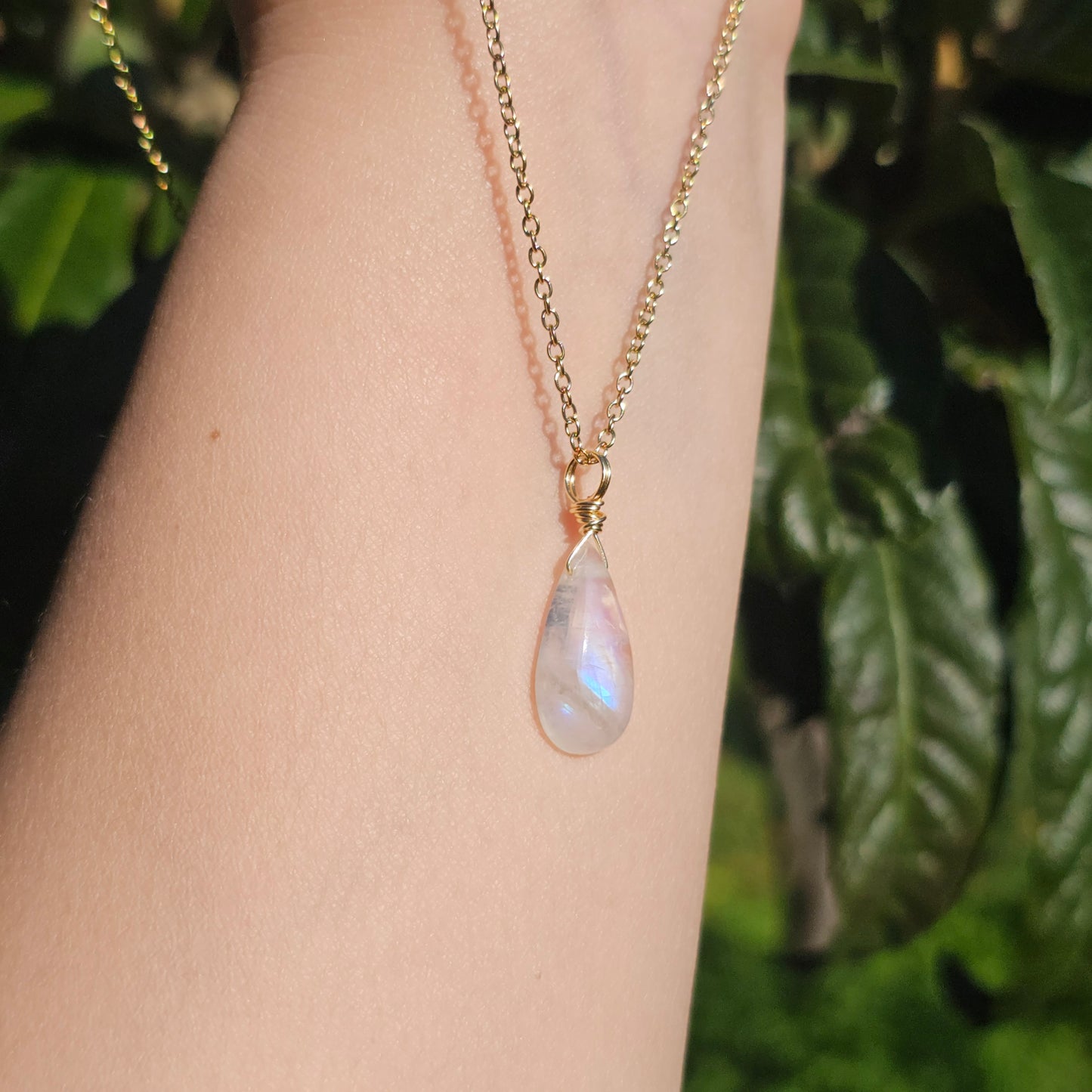 Rainbow Moonstone Necklace (#34) | Translucent