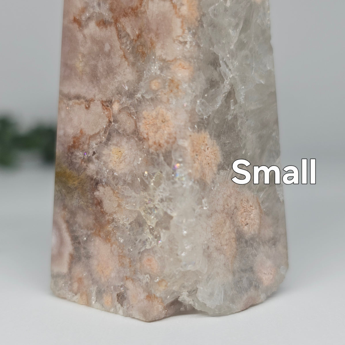 Flower Agate & Quartz Obelisks