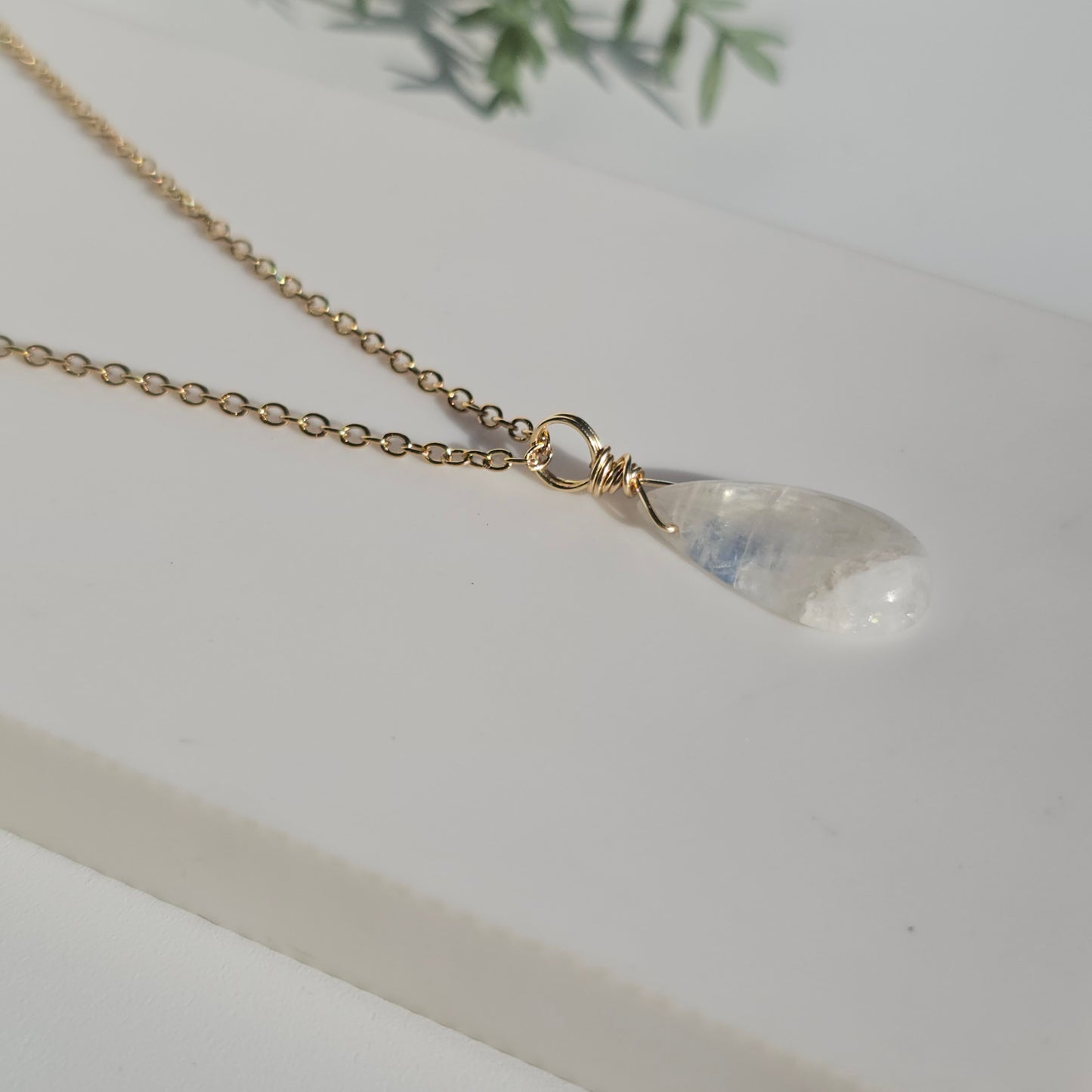 Rainbow Moonstone Necklace (#34) | Translucent