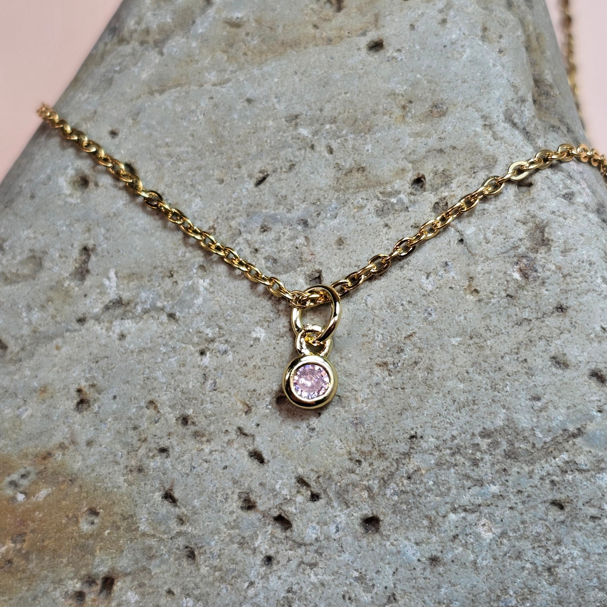 Dainty CZ Solitaire Necklaces | Gemstone Simulant