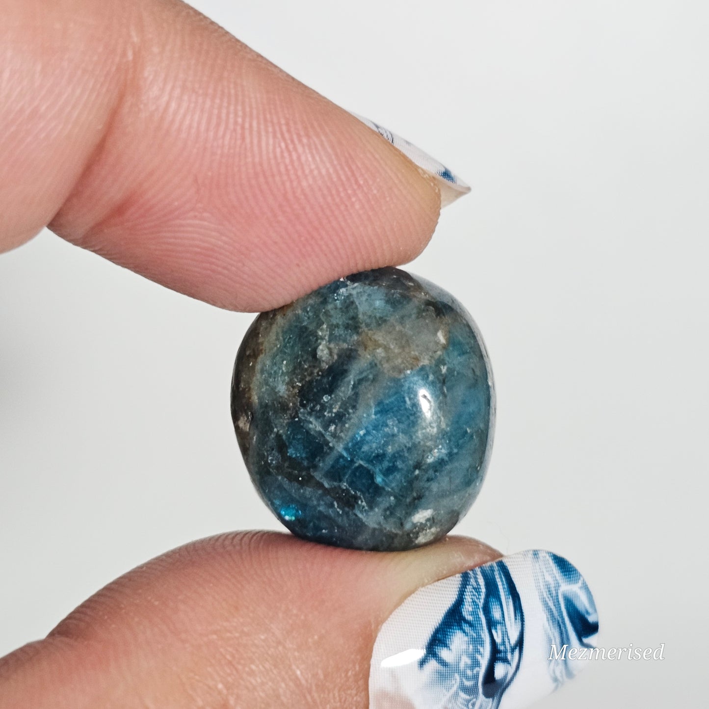 Blue Apatite tumbles