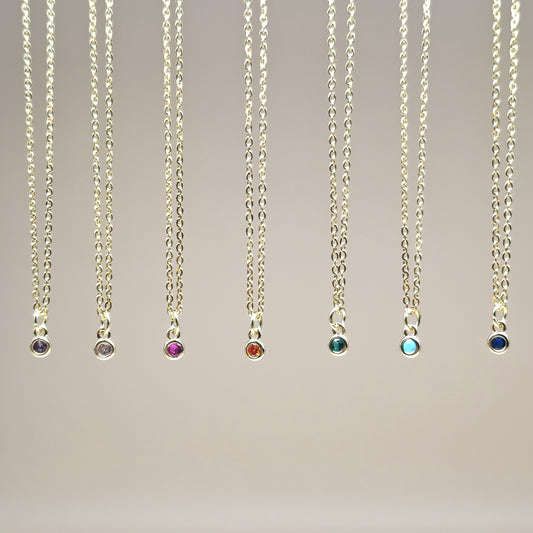 Dainty CZ Solitaire Necklaces | Gemstone Simulant