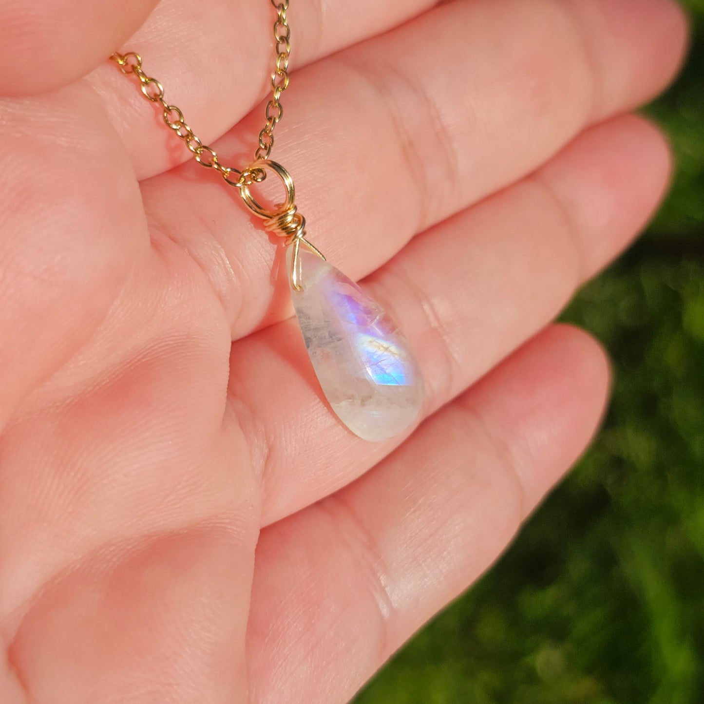 Rainbow Moonstone Necklace (#34) | Translucent