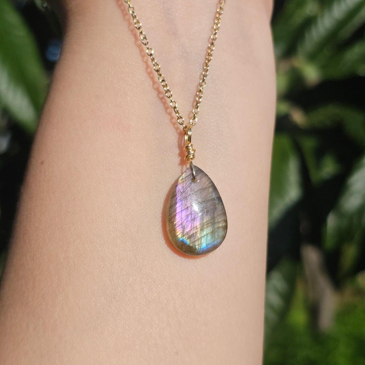 Labradorite Necklace (#43) | Purple, Gold, Green & Blue Flash