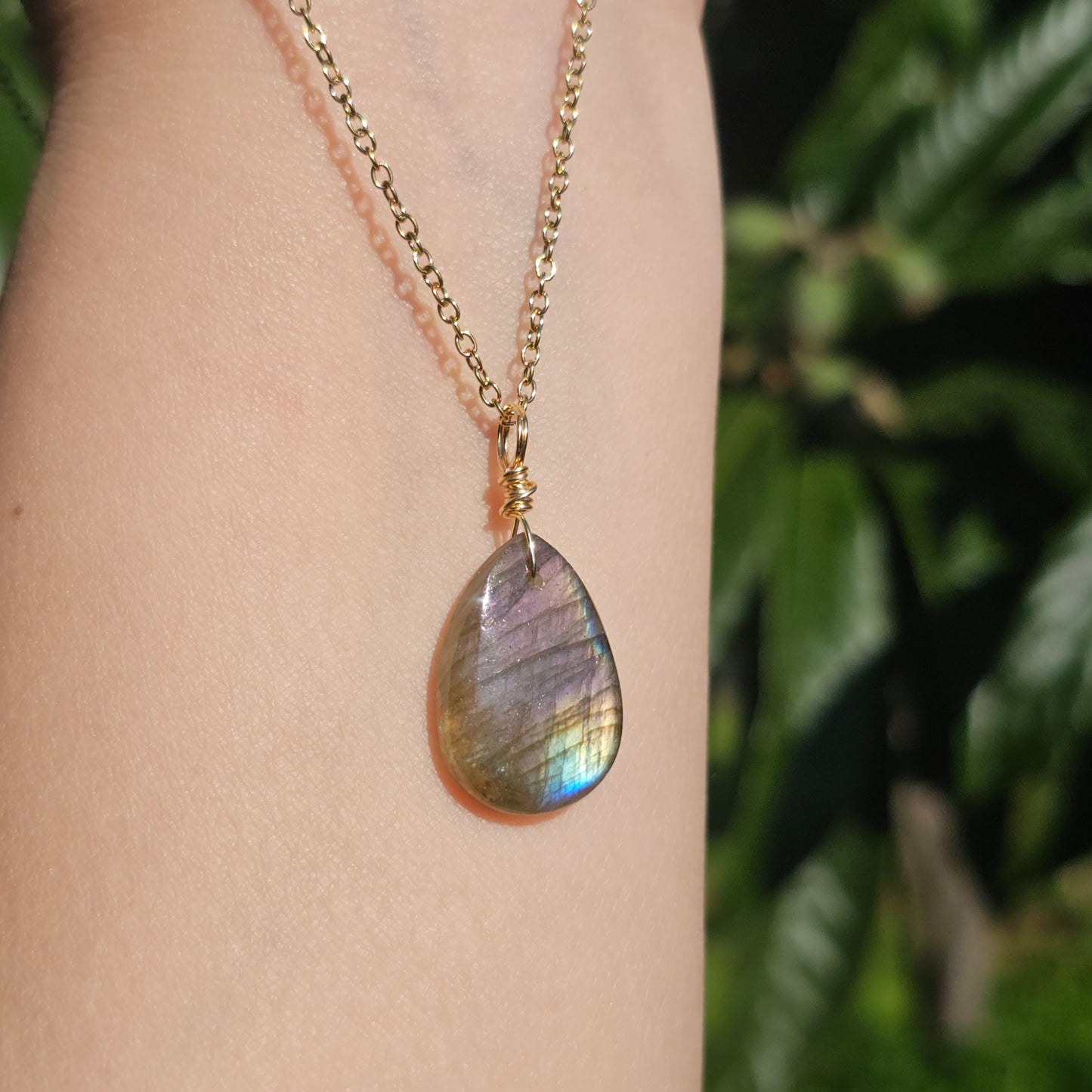 Labradorite Necklace (#43) | Purple, Gold, Green & Blue Flash